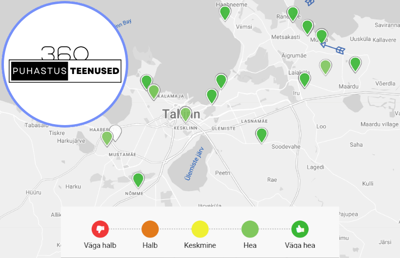Tallinna kaart näitab linna õhukvaliteedi indeksit